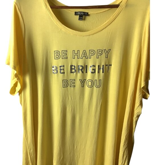 Lane Bryant Womens Plus Size 26/28 Yellow Graphic Tee "Be Happy Be Bright Be You - Picture 10 of 12